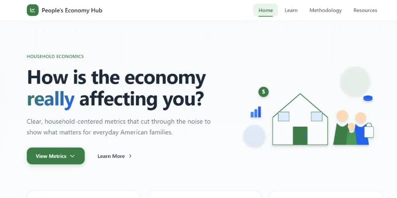 People's Economy Hub dashboard showing household economic metrics