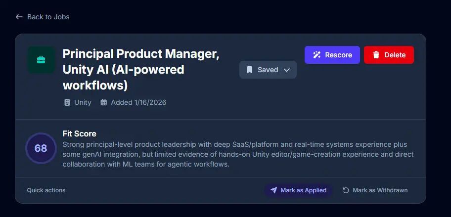 SnappyCVs platform interface showing resume tailoring