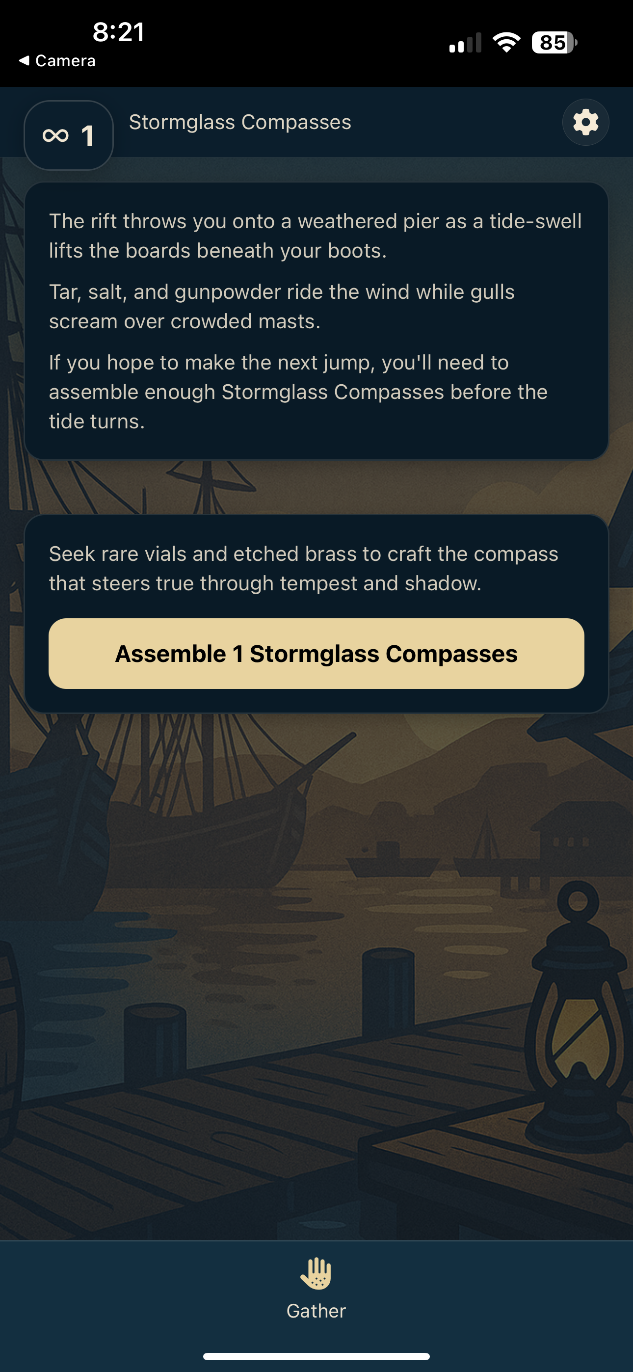 Narrative objective with large call-to-action and parallax harbor backdrop